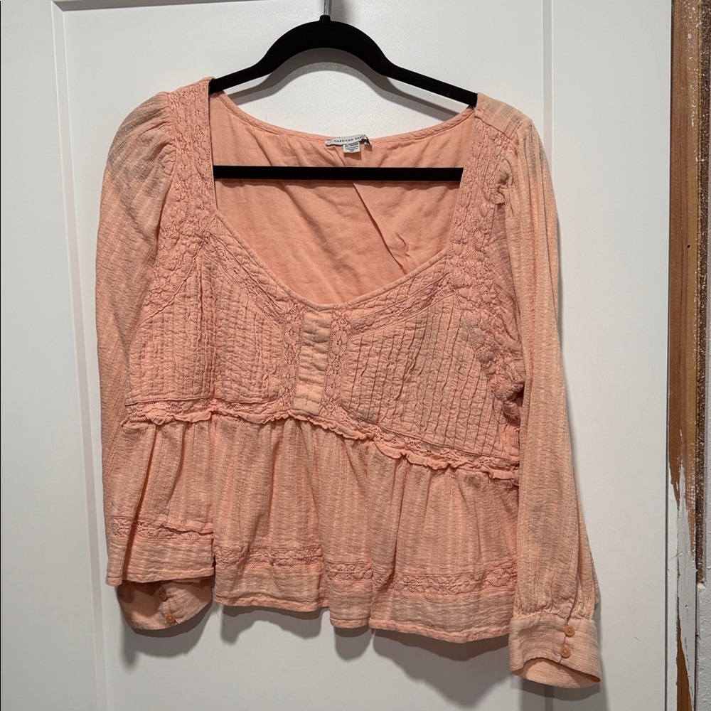 American Eagle Outfitters Peach Textured Blouse